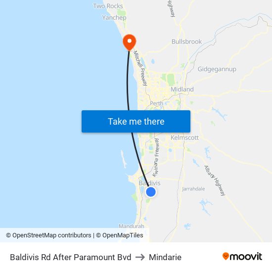 Baldivis Rd After Paramount Bvd to Mindarie map