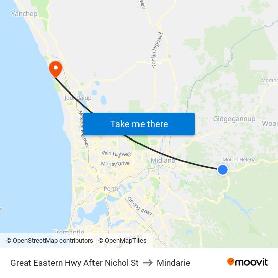 Great Eastern Hwy After Nichol St to Mindarie map