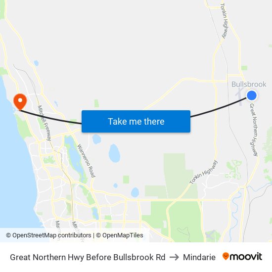 Great Northern Hwy Before Bullsbrook Rd to Mindarie map