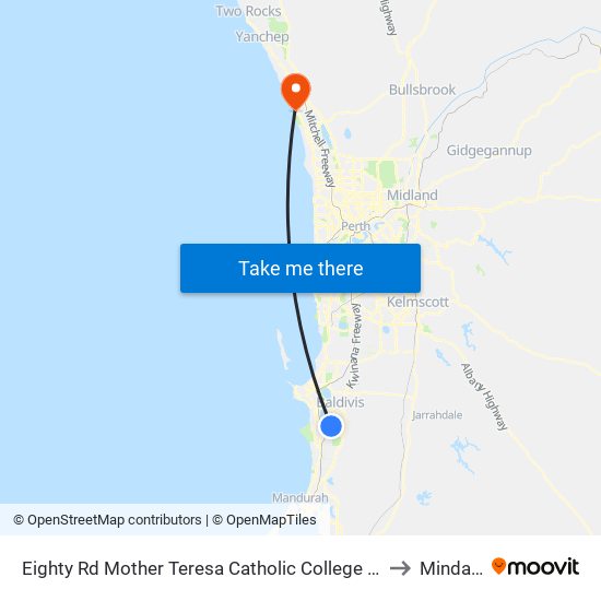 Eighty Rd Mother Teresa Catholic College Stand 2 to Mindarie map