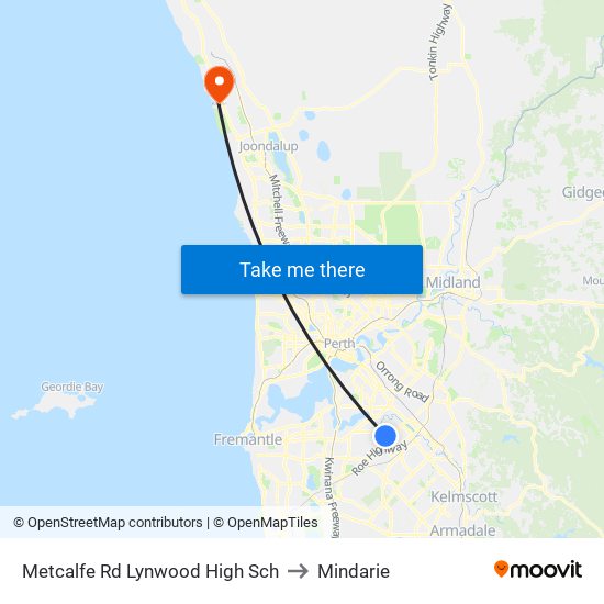 Metcalfe Rd Lynwood High Sch to Mindarie map