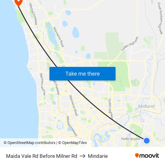 Maida Vale Rd Before Milner Rd to Mindarie map