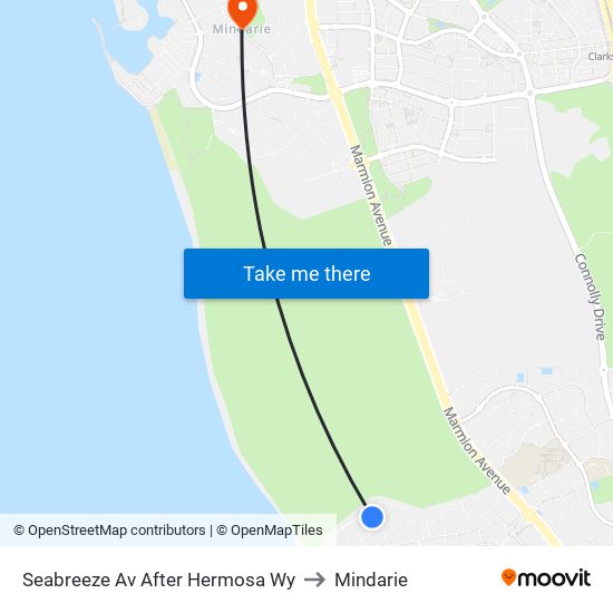 Seabreeze Av After Hermosa Wy to Mindarie map