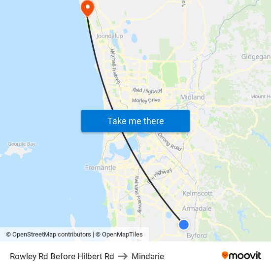 Rowley Rd Before Hilbert Rd to Mindarie map