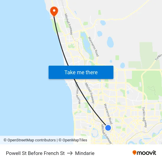 Powell St Before French St to Mindarie map