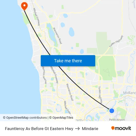 Fauntleroy Av Before Gt Eastern Hwy to Mindarie map