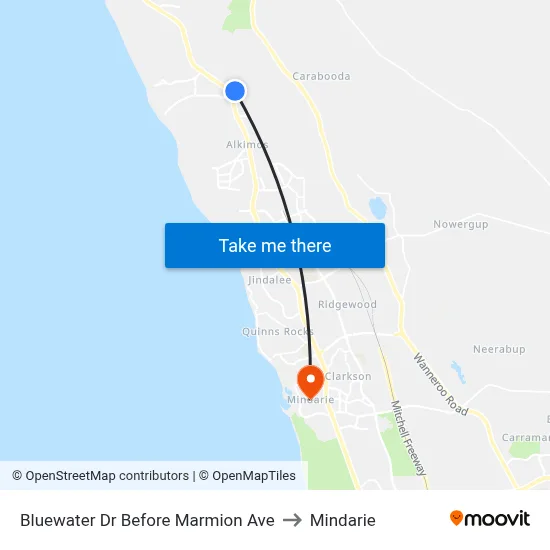 Bluewater Dr Before Marmion Ave to Mindarie map