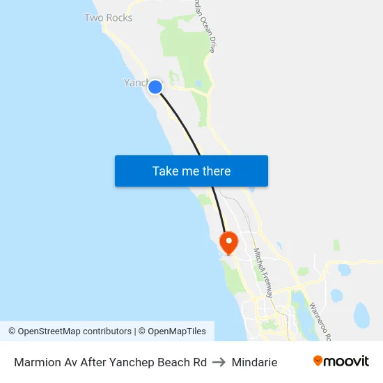 Marmion Av After Yanchep Beach Rd to Mindarie map