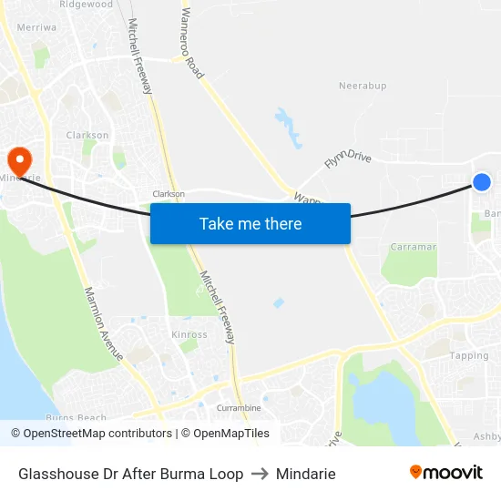 Glasshouse Dr After Burma Loop to Mindarie map