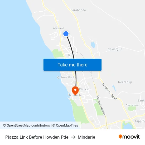 Piazza Link Before Howden Pde to Mindarie map
