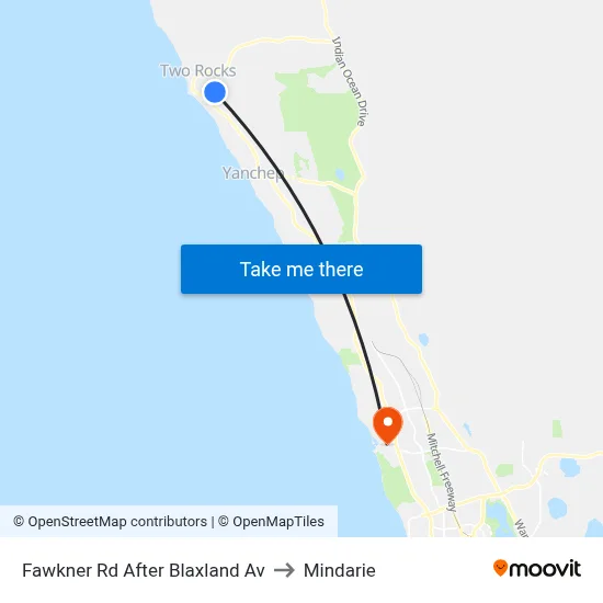 Fawkner Rd After Blaxland Av to Mindarie map