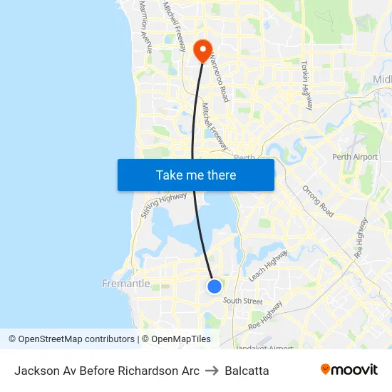 Jackson Av Before Richardson Arc to Balcatta map