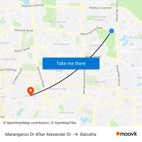 Marangaroo Dr After Alexander Dr to Balcatta map