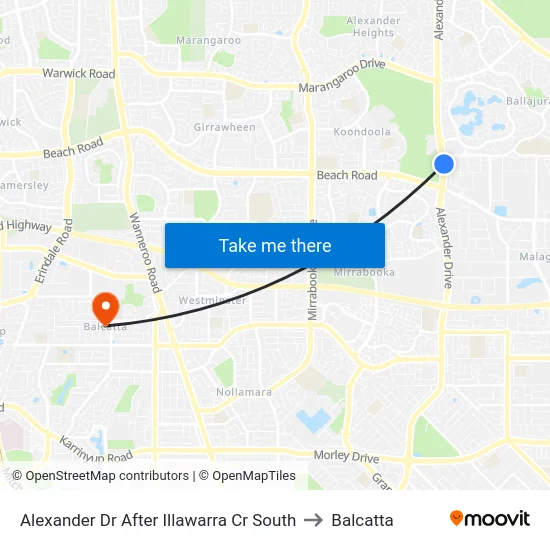 Alexander Dr After Illawarra Cr South to Balcatta map