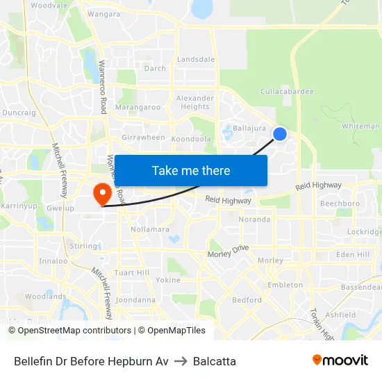 Bellefin Dr Before Hepburn Av to Balcatta map