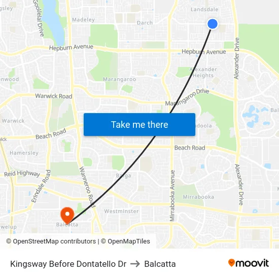 Kingsway   Before Dontatello Dr to Balcatta map