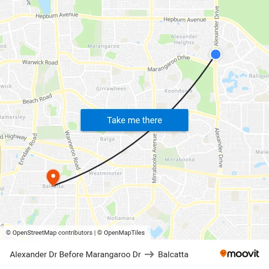 Alexander Dr Before Marangaroo Dr to Balcatta map