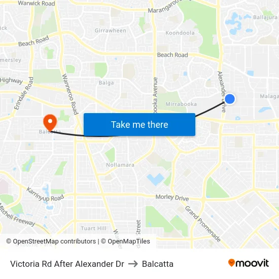 Victoria Rd After Alexander Dr to Balcatta map