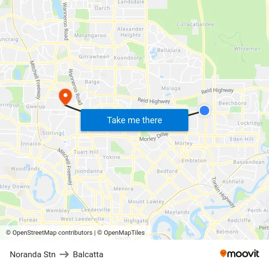 Noranda Stn to Balcatta map