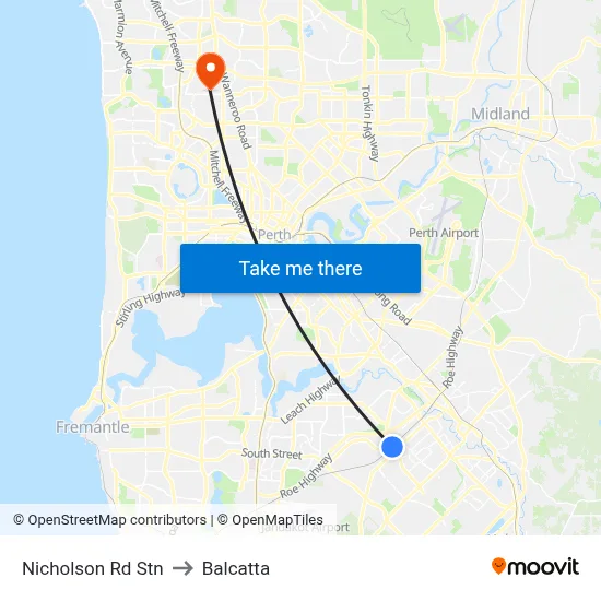 Nicholson Rd Stn to Balcatta map