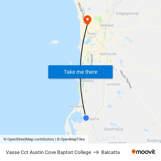 Vasse Cct Austin Cove Baptist College to Balcatta map