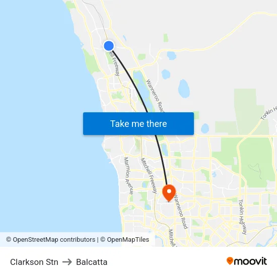 Clarkson Stn to Balcatta map