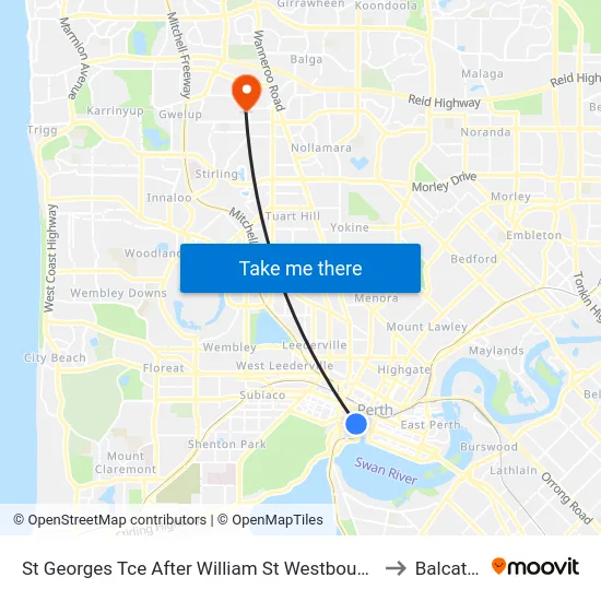St Georges Tce After William St Westbound to Balcatta map