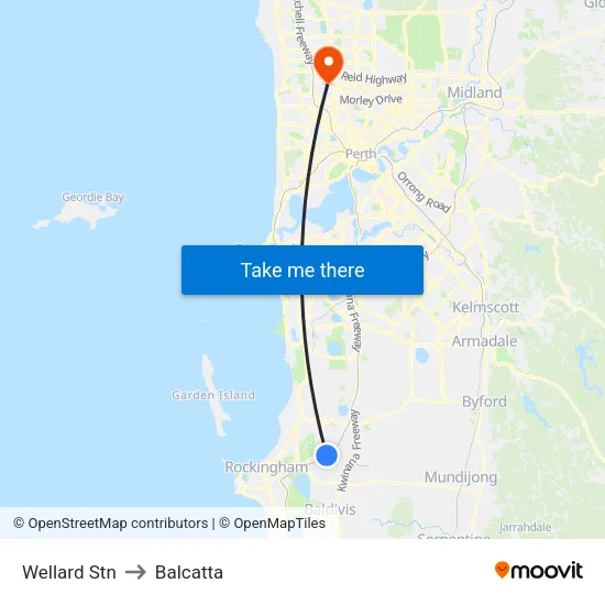 Wellard Stn to Balcatta map