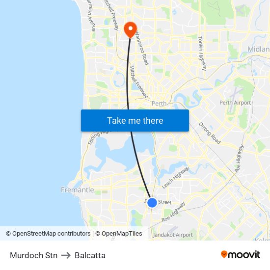 Murdoch Stn to Balcatta map