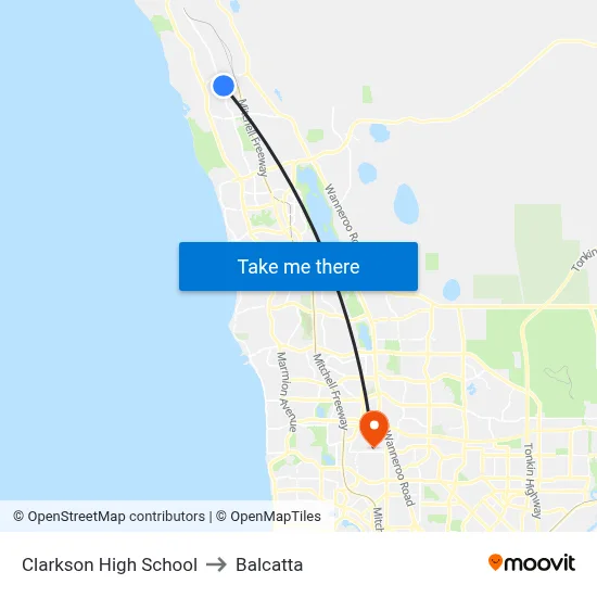 Clarkson High School to Balcatta map