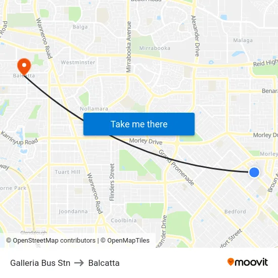 Galleria Bus Stn to Balcatta map