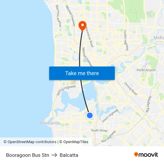 Booragoon Bus Stn to Balcatta map
