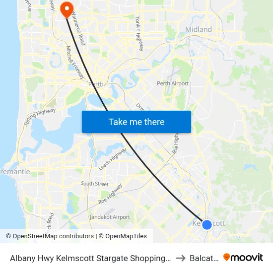 Albany Hwy Kelmscott Stargate Shopping Ctr to Balcatta map