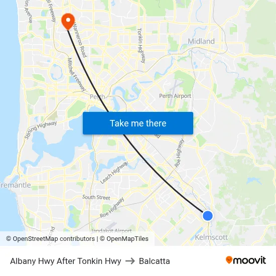 Albany Hwy After Tonkin Hwy to Balcatta map