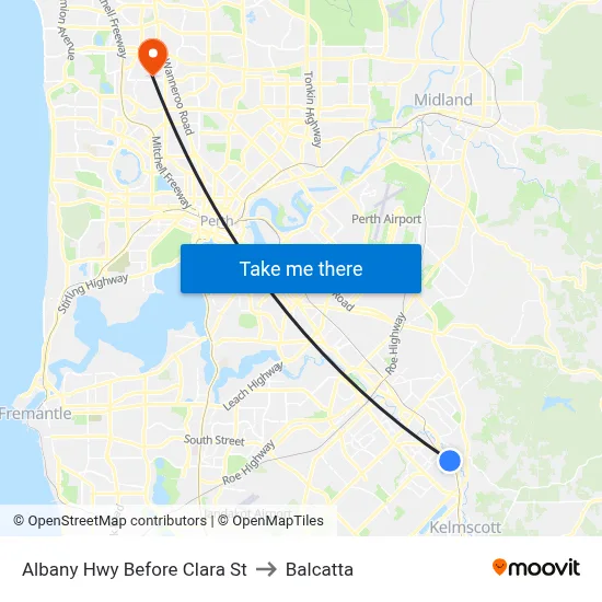 Albany Hwy Before Clara St to Balcatta map