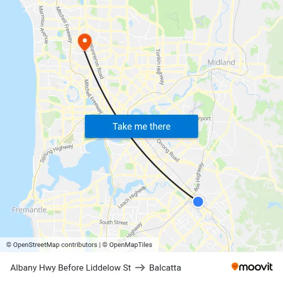 Albany Hwy Before Liddelow St to Balcatta map