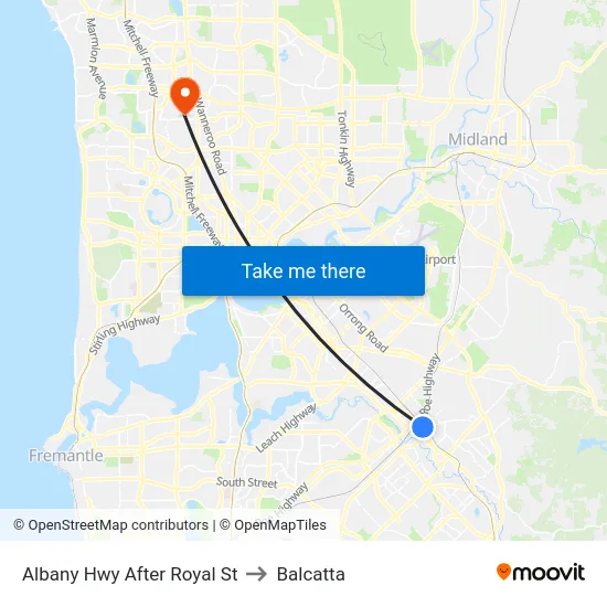 Albany Hwy After Royal St to Balcatta map