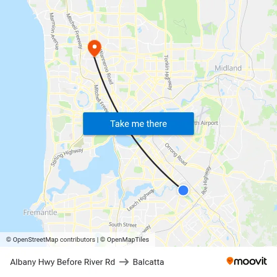 Albany Hwy Before River Rd to Balcatta map