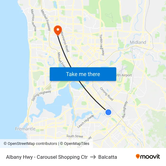 Albany Hwy - Carousel Shopping Ctr to Balcatta map