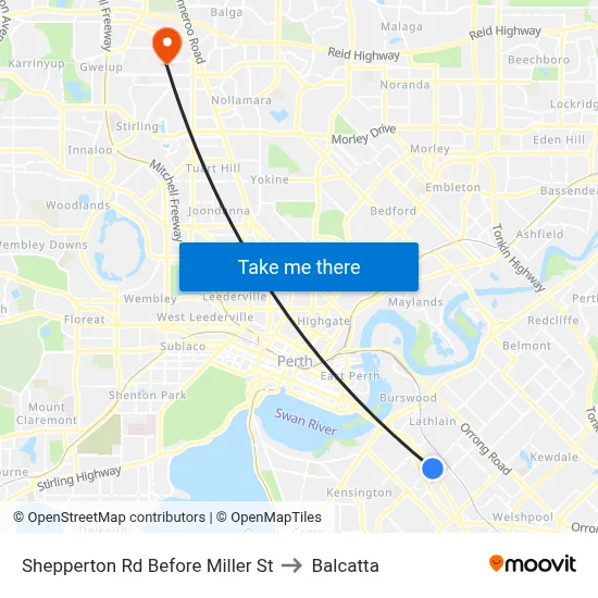 Shepperton Rd Before Miller St to Balcatta map