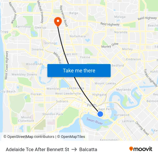 Adelaide Tce After Bennett St to Balcatta map