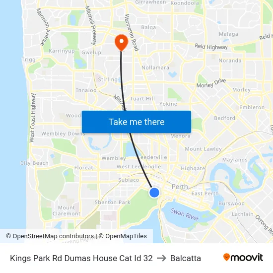 Kings Park Rd Dumas House Cat Id 32 to Balcatta map