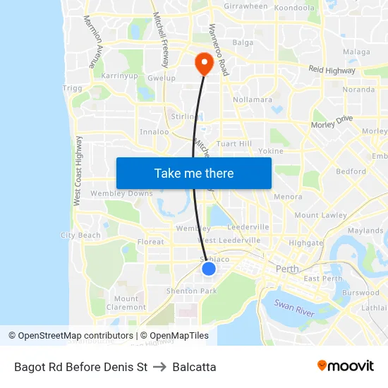 Bagot Rd Before Denis St to Balcatta map