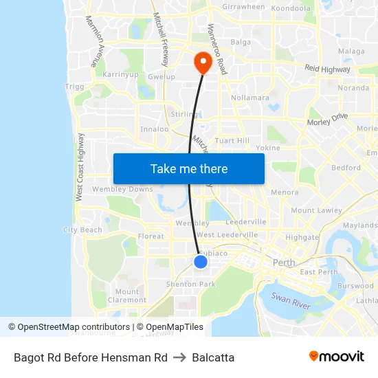 Bagot Rd Before Hensman Rd to Balcatta map