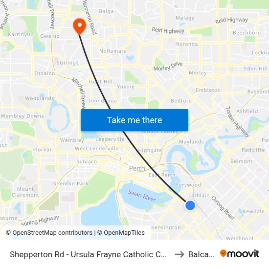 Shepperton Rd - Ursula Frayne Catholic Coll Sen to Balcatta map