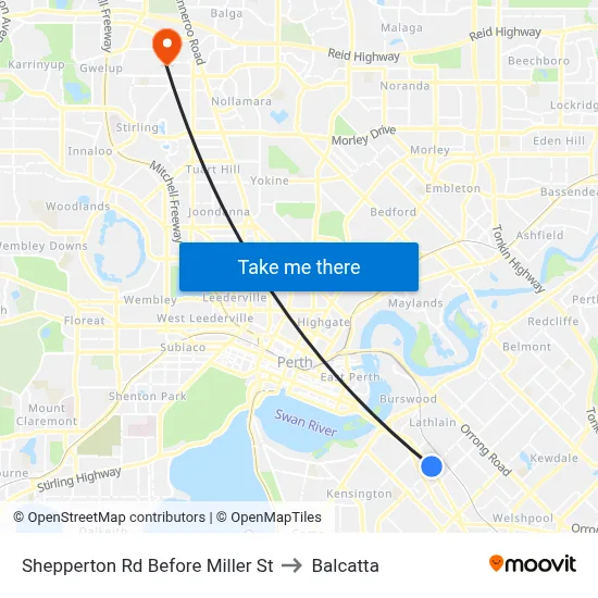 Shepperton Rd Before Miller St to Balcatta map
