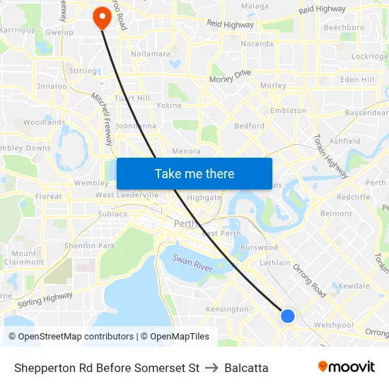 Shepperton Rd Before Somerset St to Balcatta map