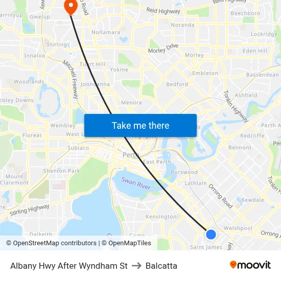 Albany Hwy After Wyndham St to Balcatta map