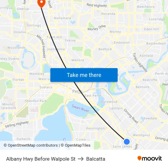 Albany Hwy Before Walpole St to Balcatta map