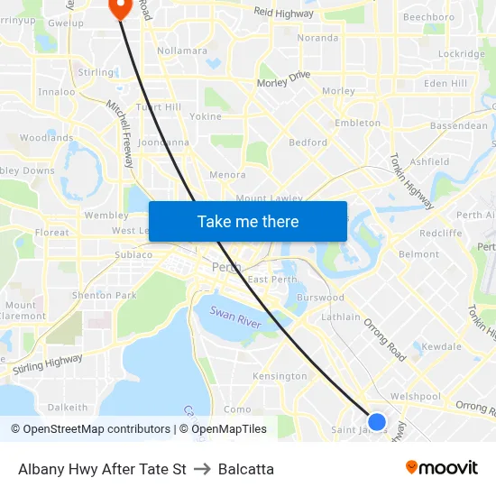 Albany Hwy After Tate St to Balcatta map